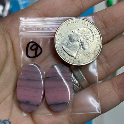 Rhodonite Cabochon Pair