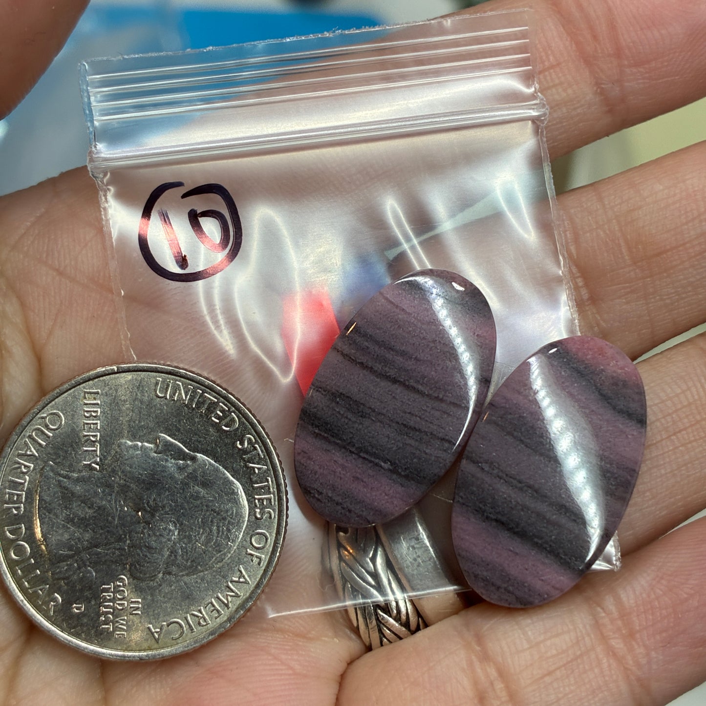 Rhodonite Cabochon Pair
