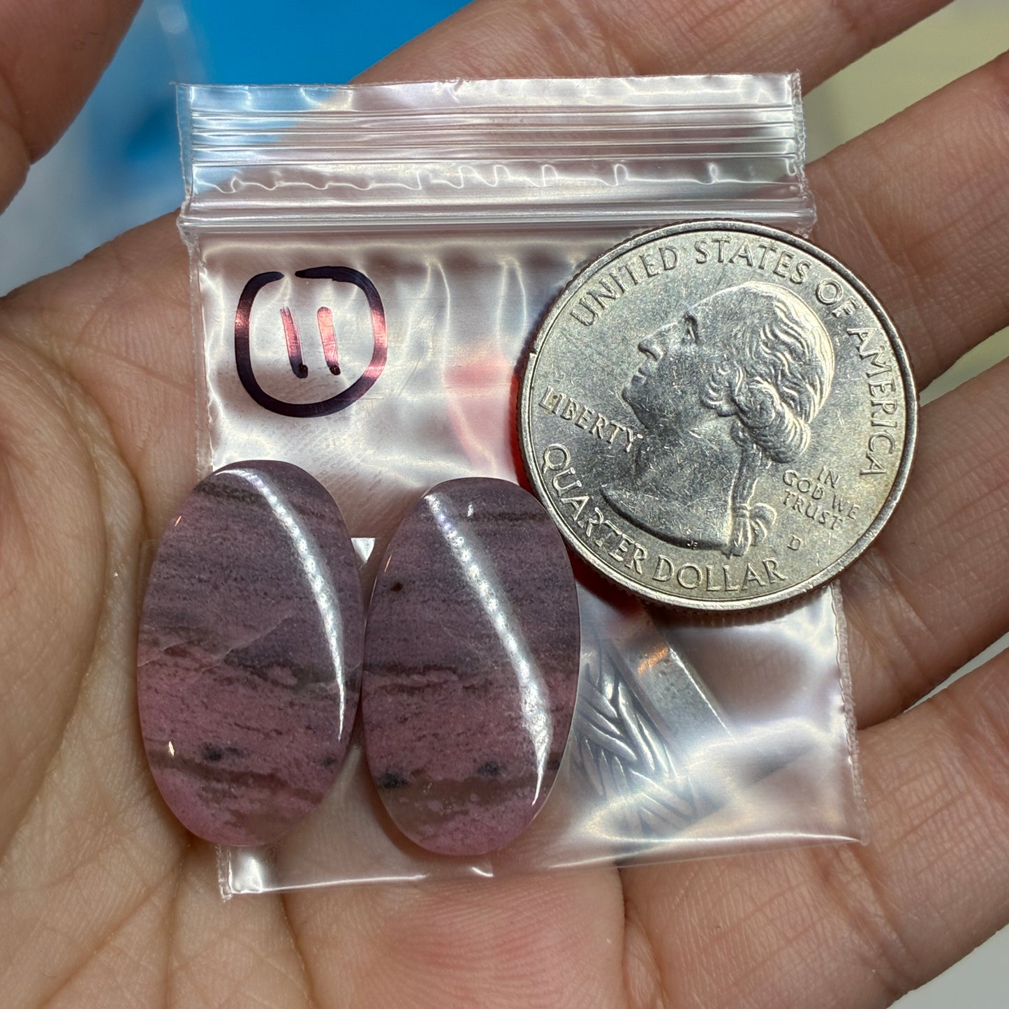 Rhodonite Cabochon Pair