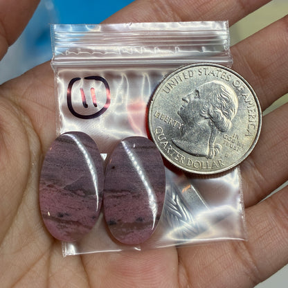 Rhodonite Cabochon Pair
