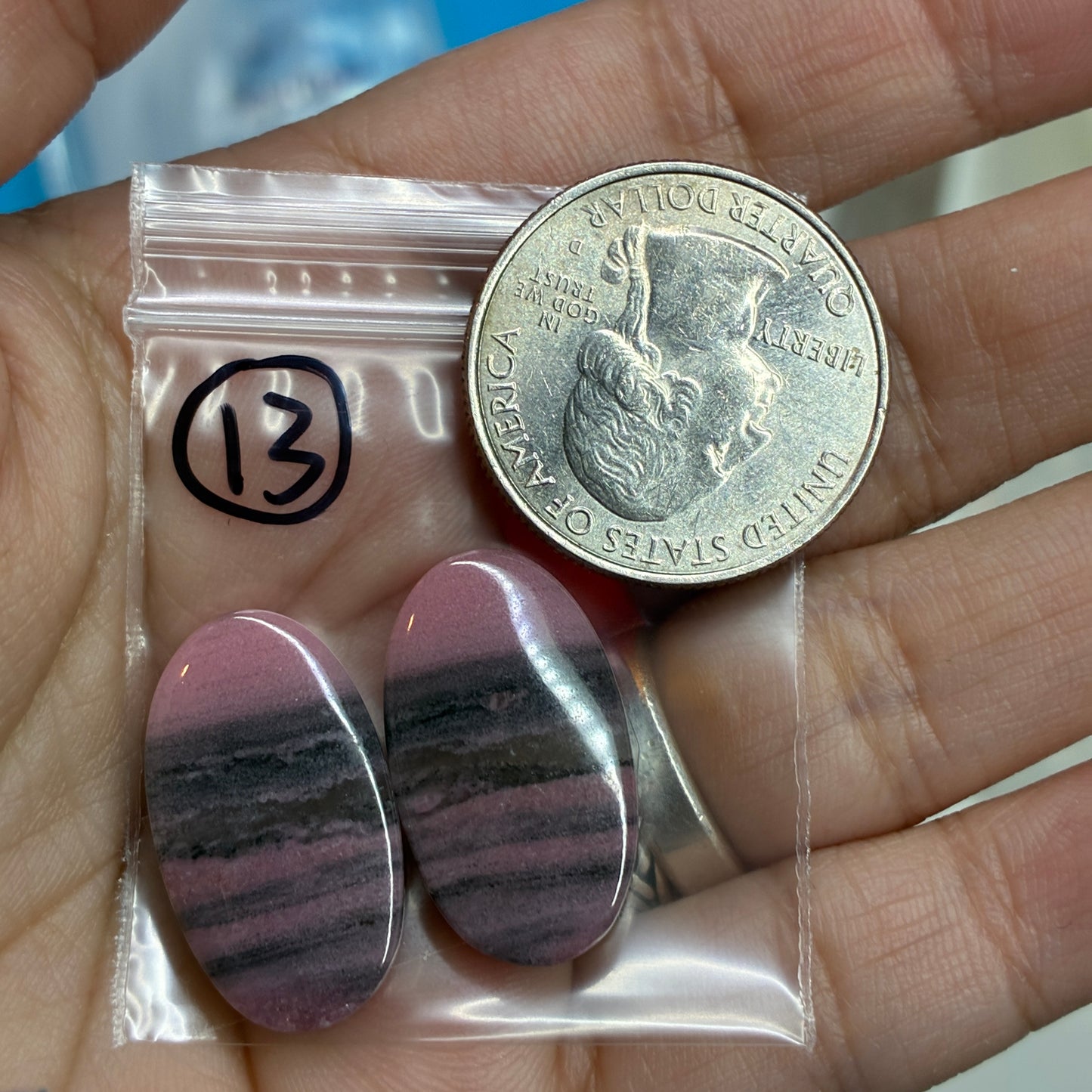Rhodonite Cabochon Pair