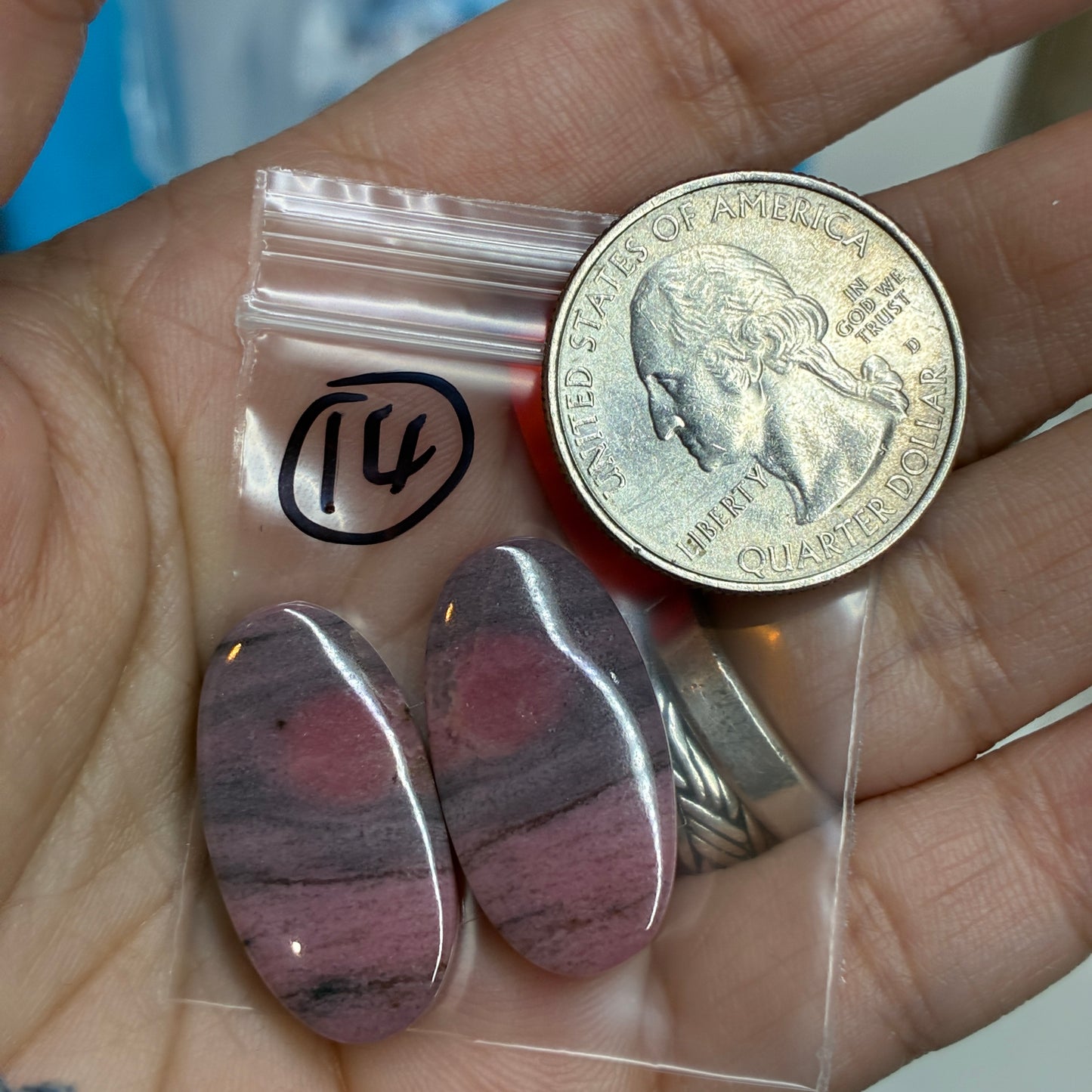 Rhodonite Cabochon Pair