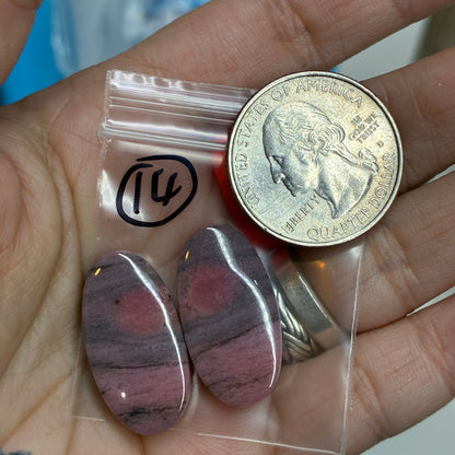 Rhodonite Cabochon Pair