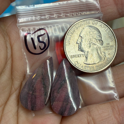 Rhodonite Cabochon Pair