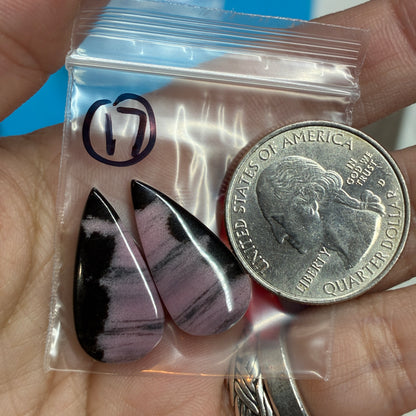 Rhodonite Cabochon Pair