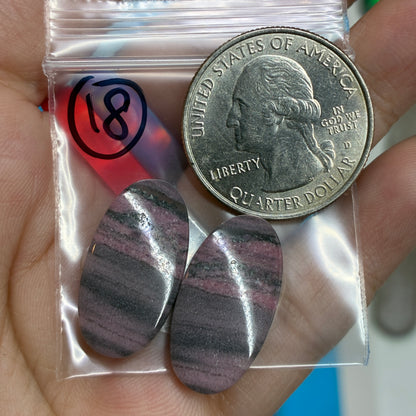 Rhodonite Cabochon Pair
