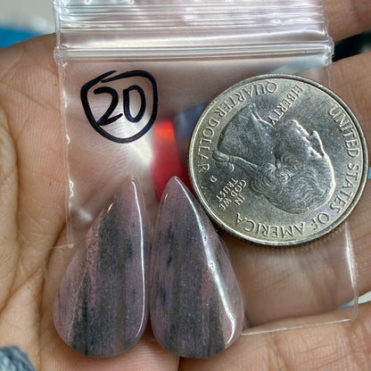 Rhodonite Cabochon Pair