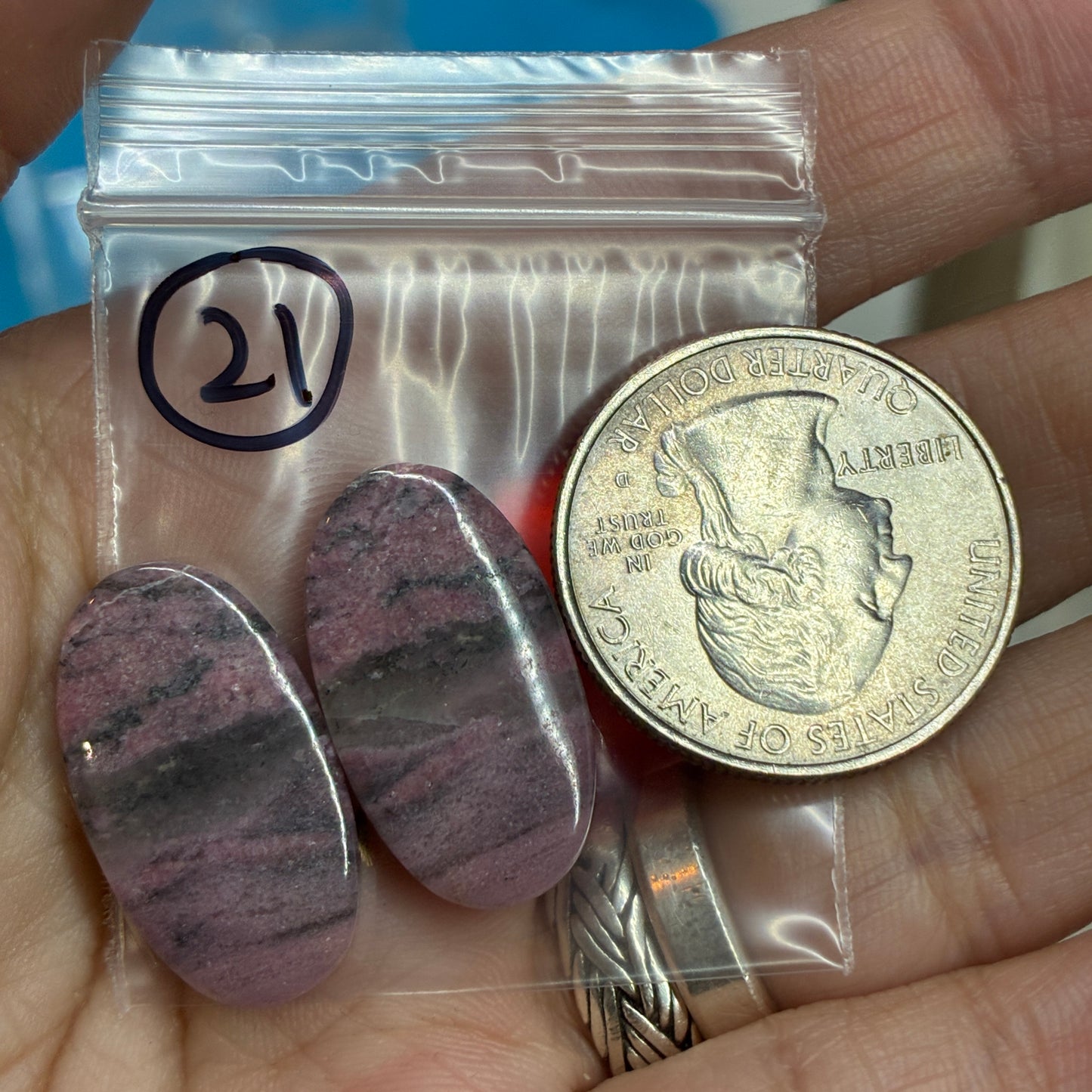 Rhodonite Cabochon Pair