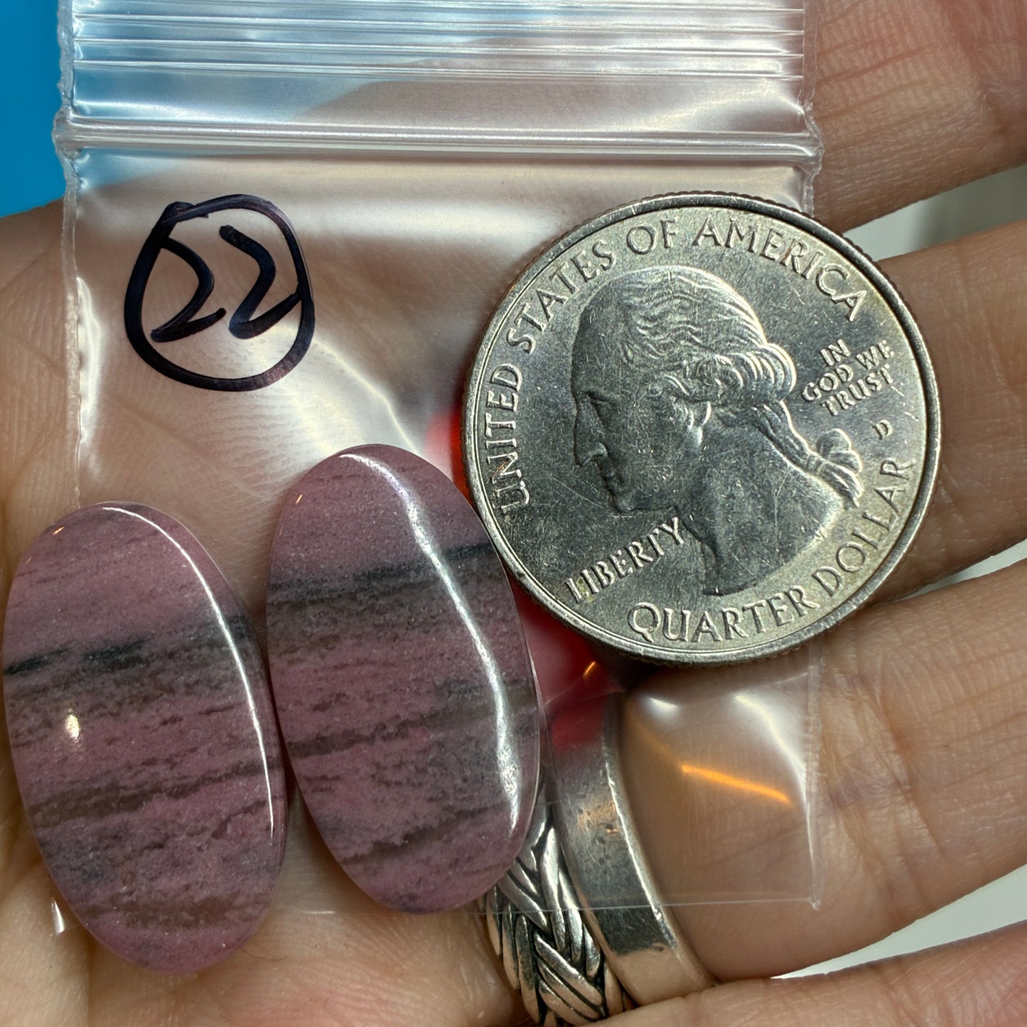 Rhodonite Cabochon Pair
