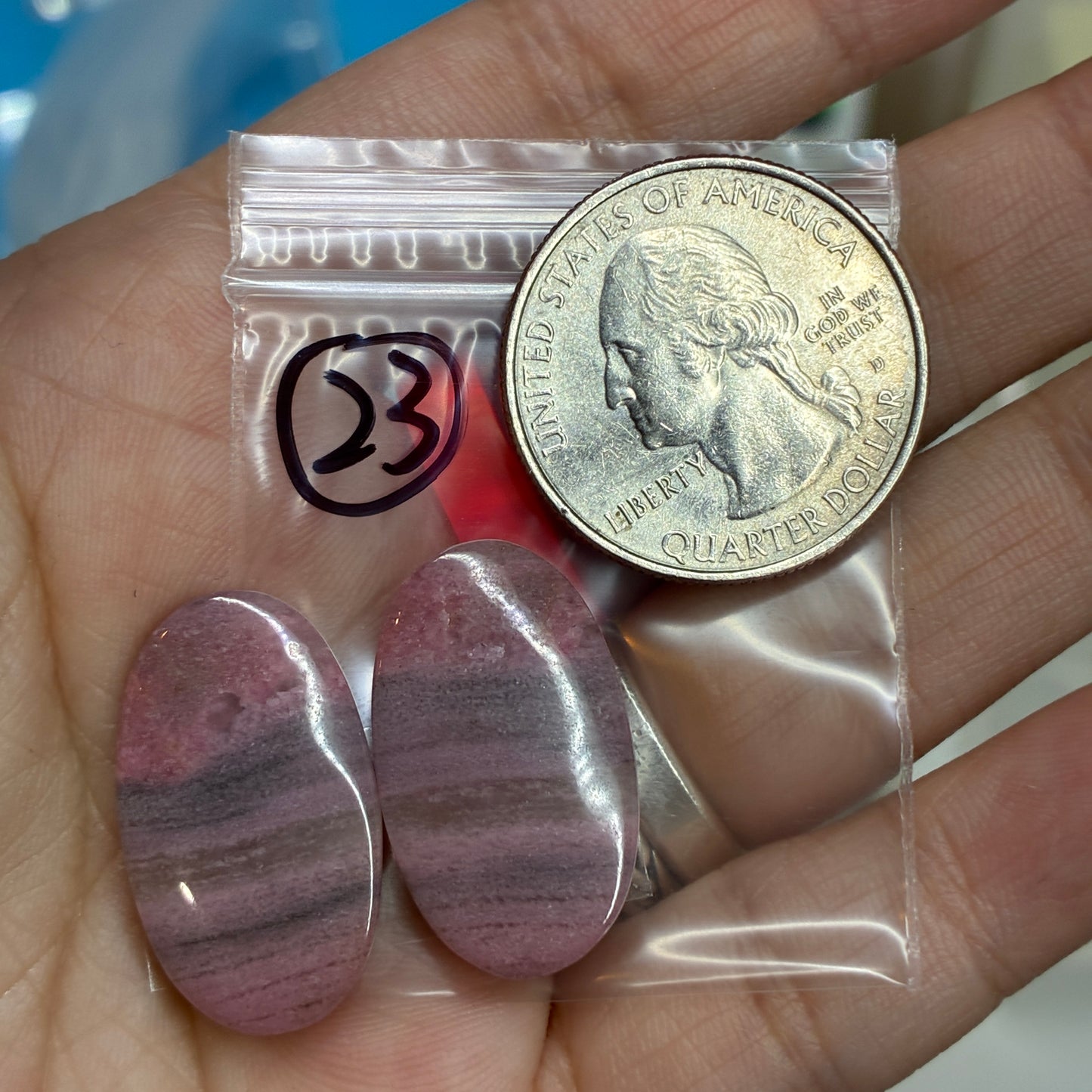 Rhodonite Cabochon Pair