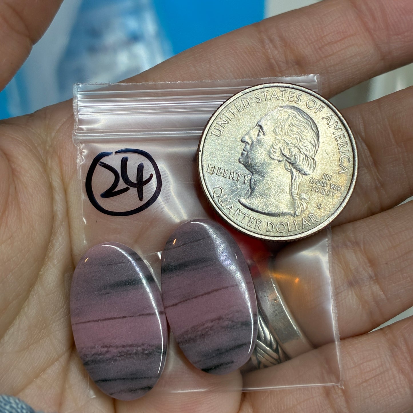Rhodonite Cabochon Pair