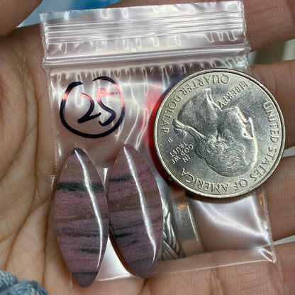 Rhodonite Cabochon Pair