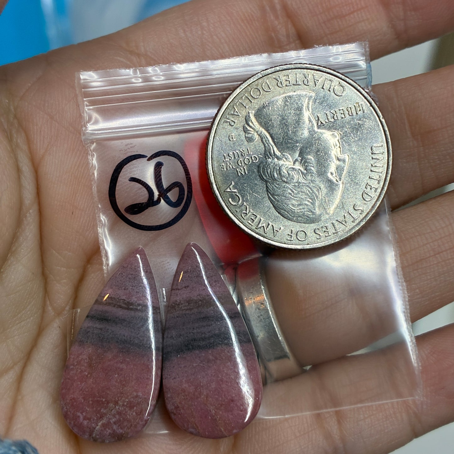 Rhodonite Cabochon Pair