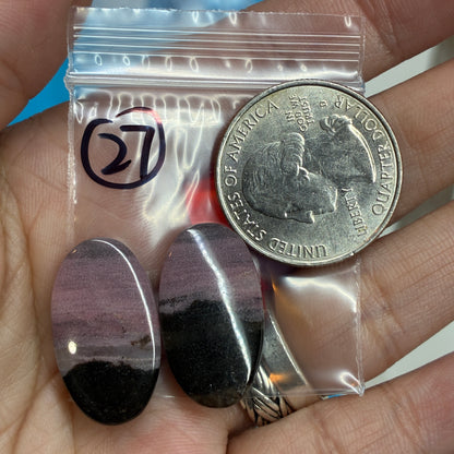 Rhodonite Cabochon Pair