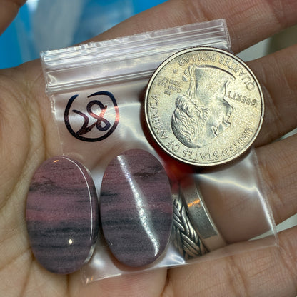 Rhodonite Cabochon Pair