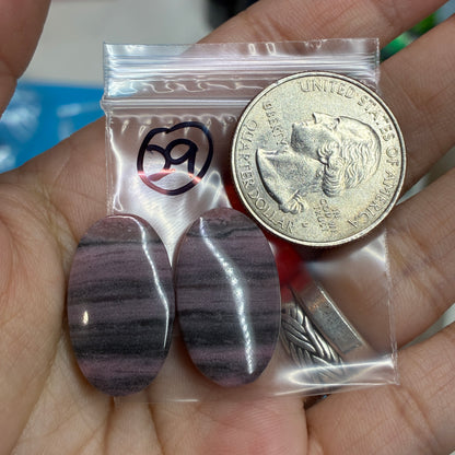 Rhodonite Cabochon Pair