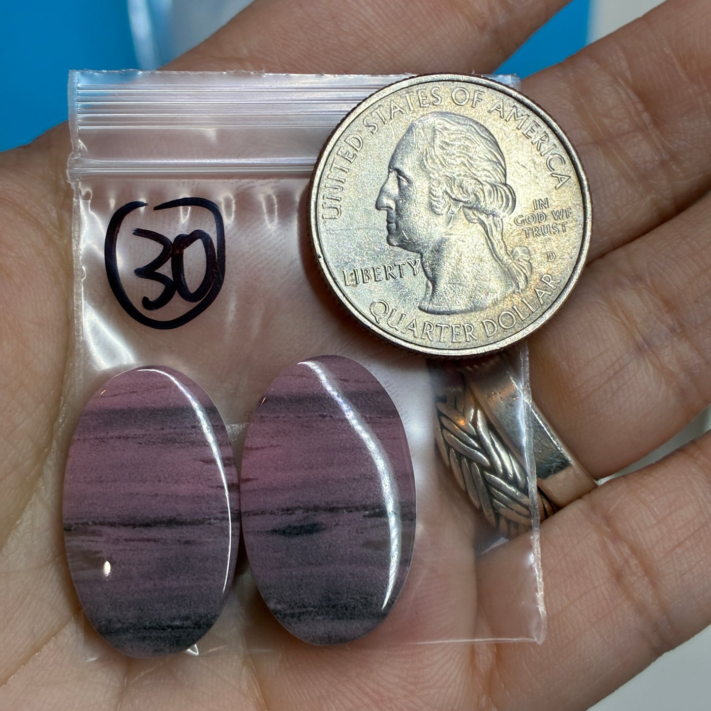 Rhodonite Cabochon Pair