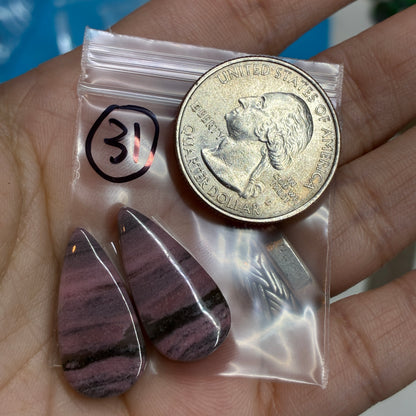 Rhodonite Cabochon Pair