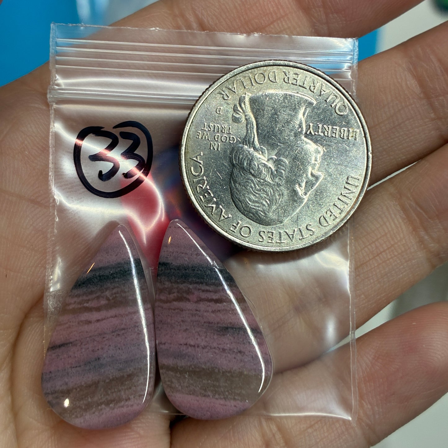 Rhodonite Cabochon Pair