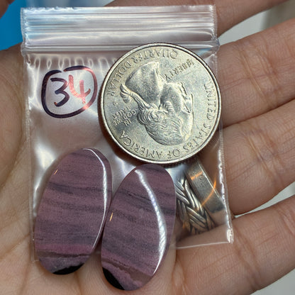 Rhodonite Cabochon Pair