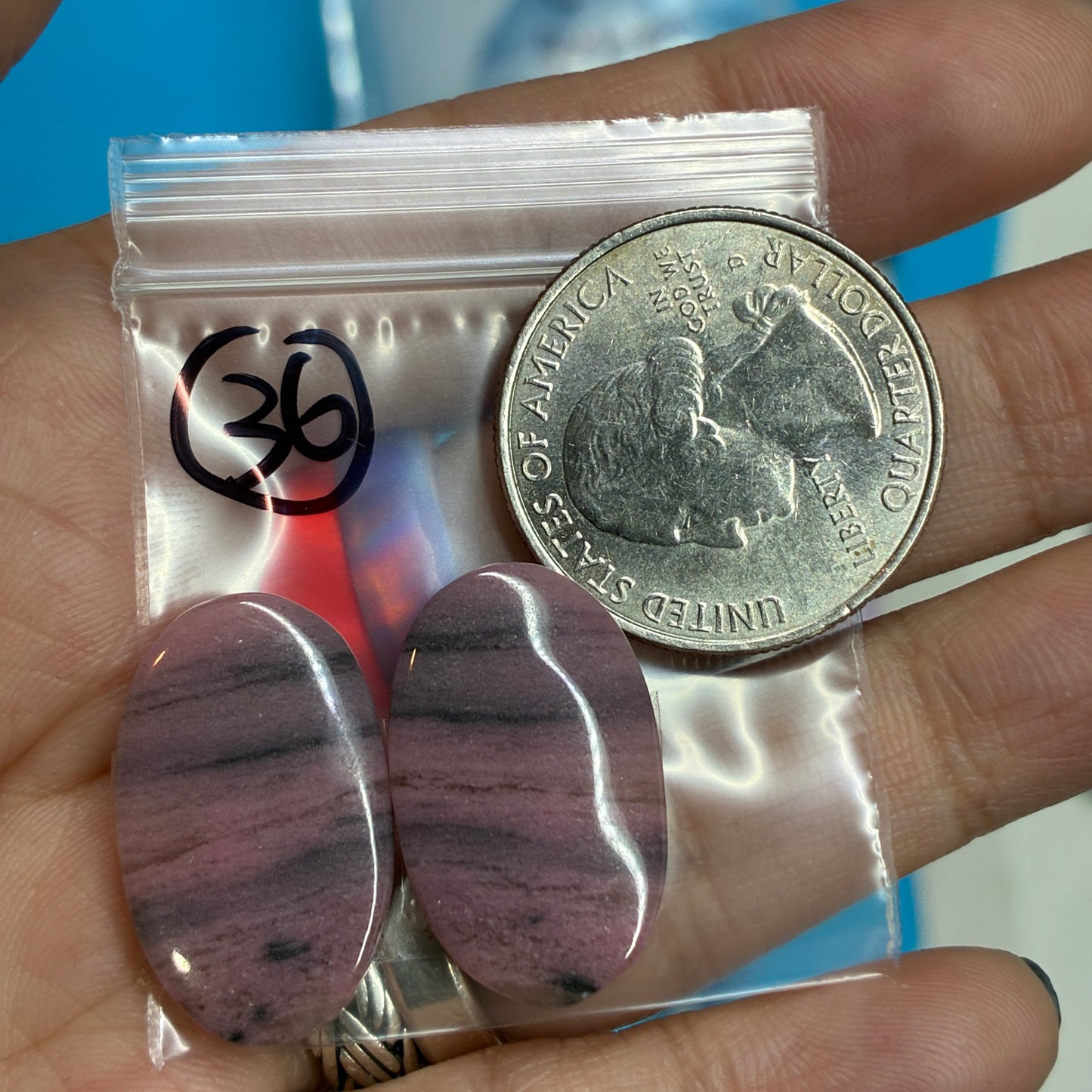 Rhodonite Cabochon Pair
