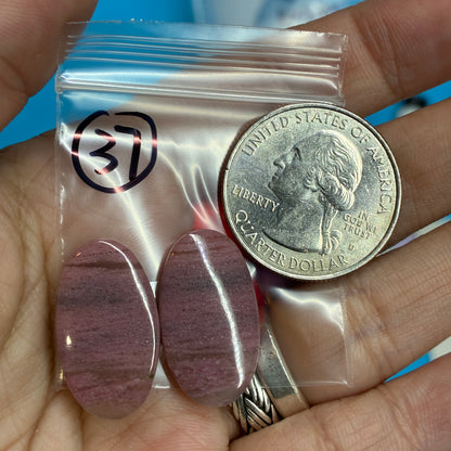 Rhodonite Cabochon Pair