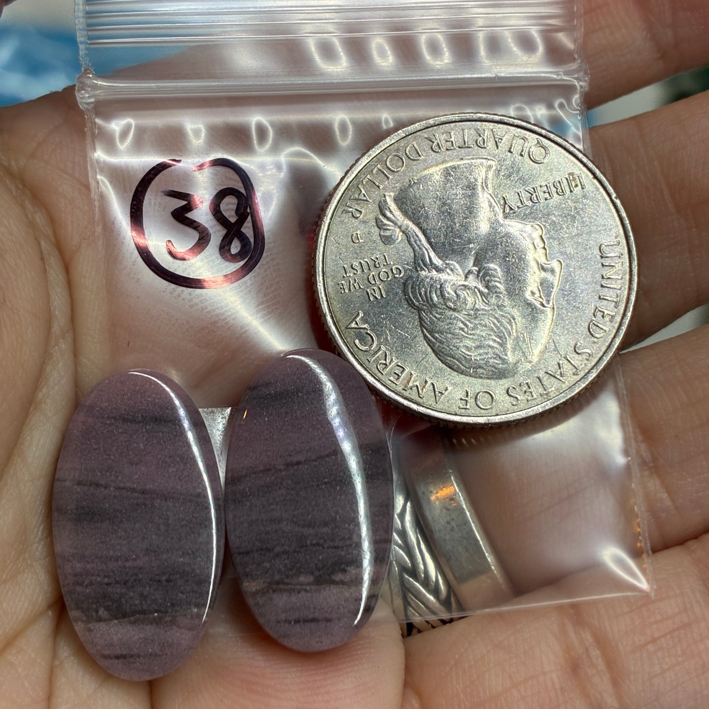Rhodonite Cabochon Pair