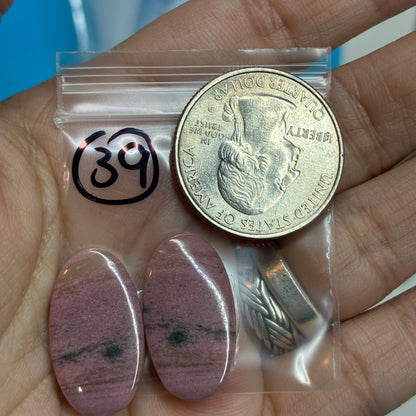 Rhodonite Cabochon Pair