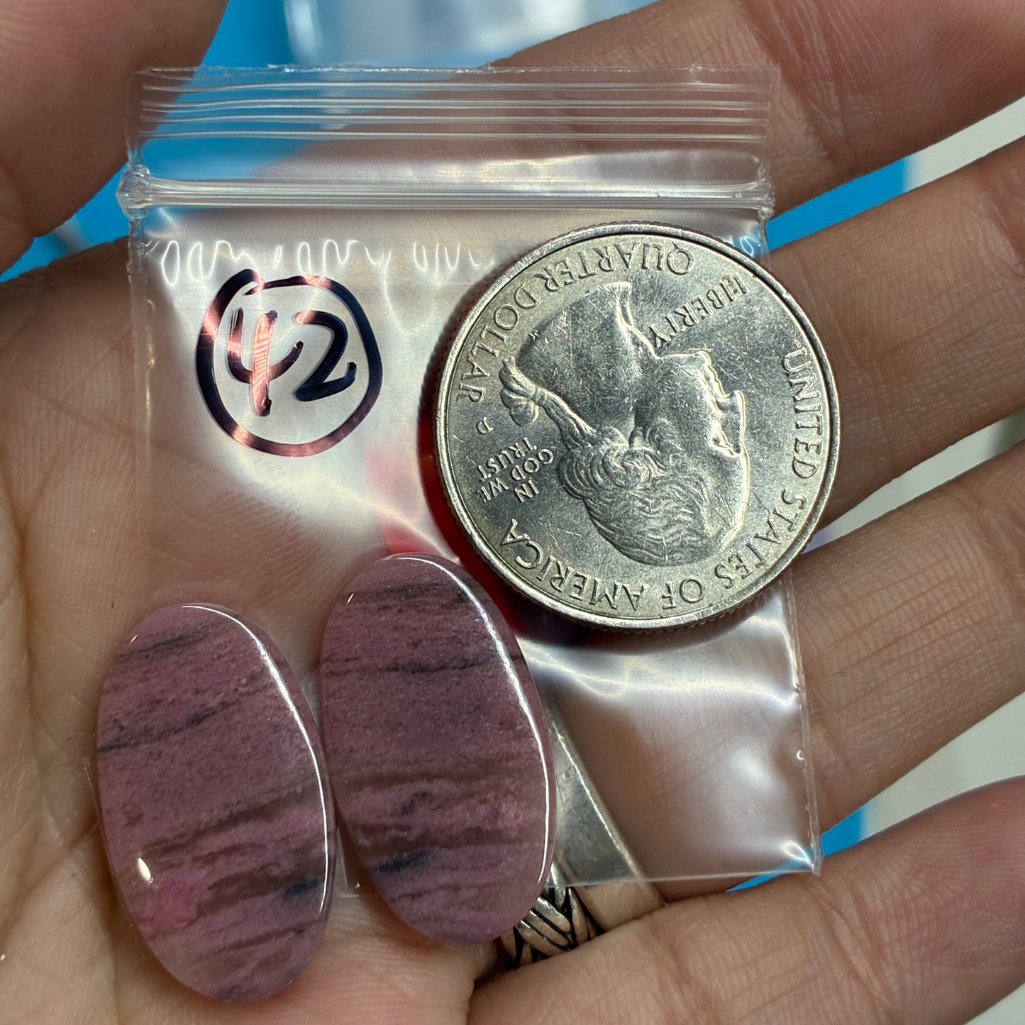Rhodonite Cabochon Pair