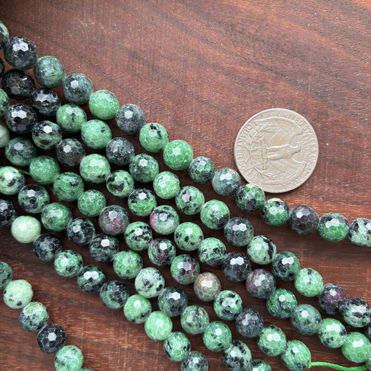 8mm Ruby Zoisite Faceted Strand