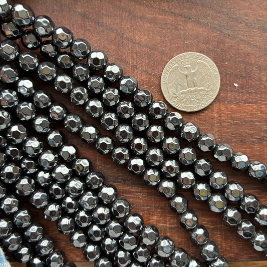 8mm Hematite Faceted Strand