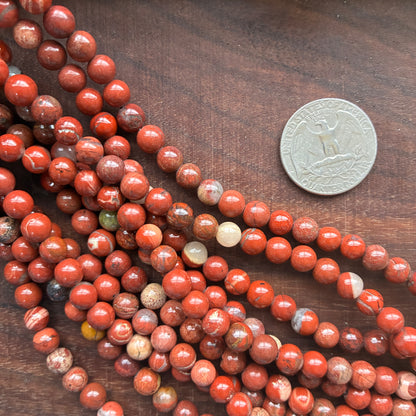 6mm Red Agate Round Bead Strand