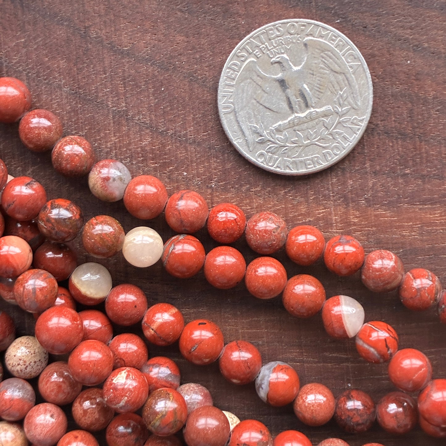 6mm Red Agate Round Bead Strand