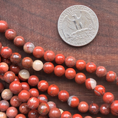 6mm Red Agate Round Bead Strand