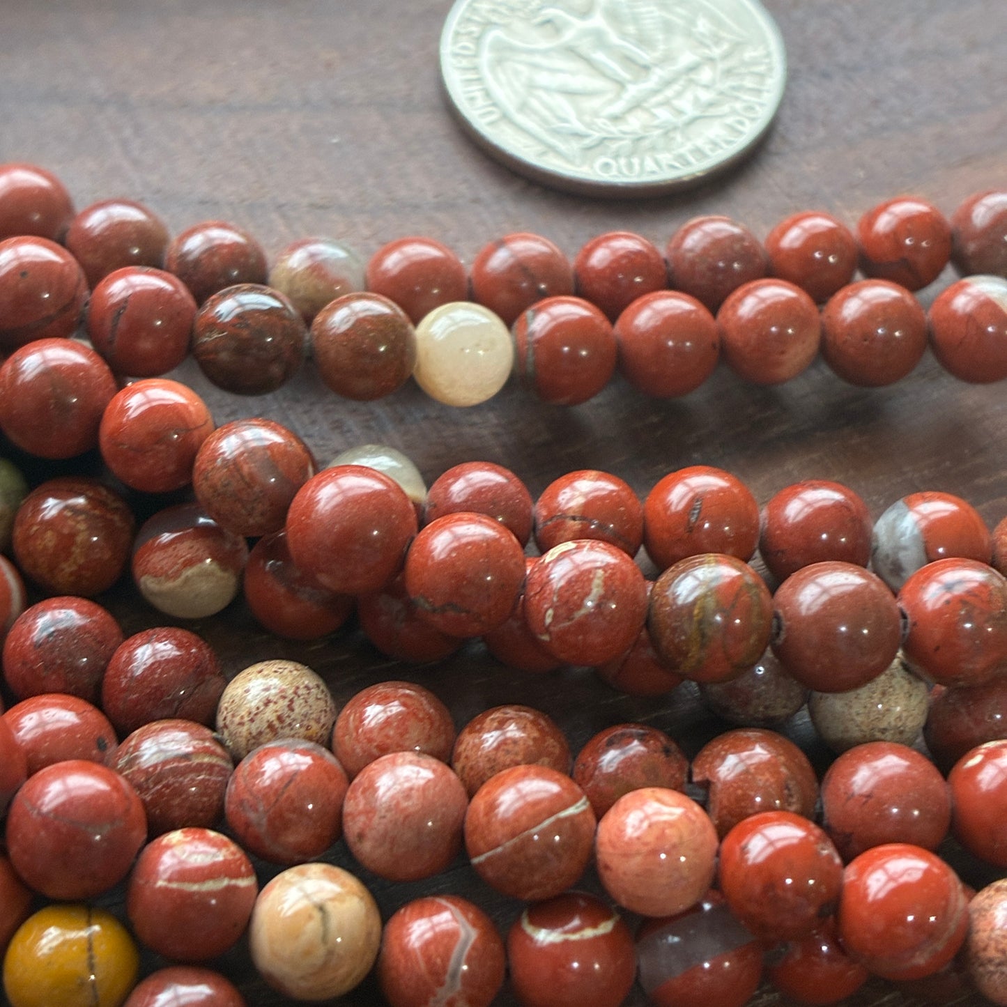 6mm Red Agate Round Bead Strand