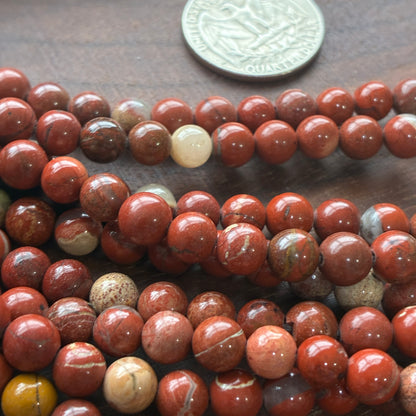 6mm Red Agate Round Bead Strand