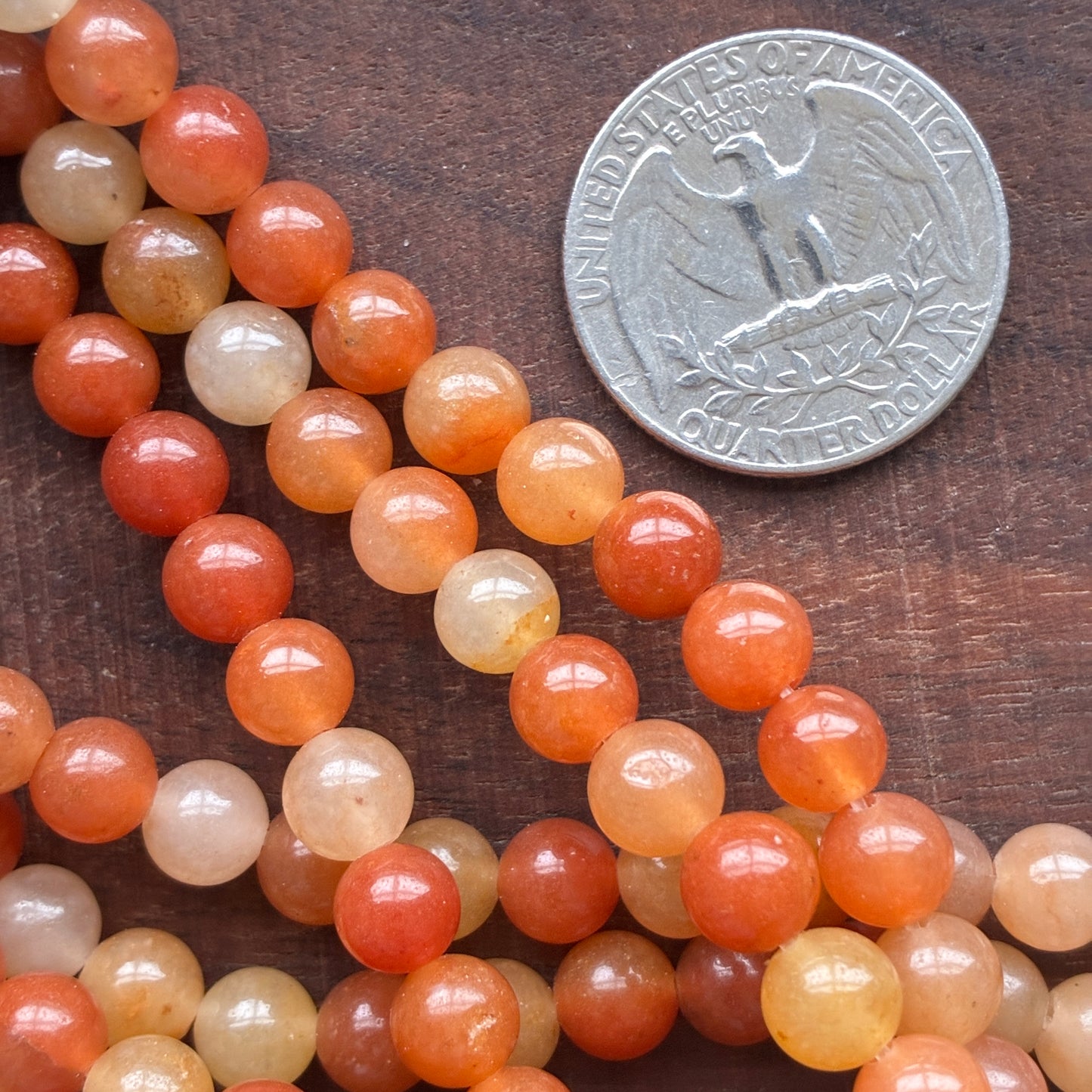 6mm Orange Aventurine Round Bead Strand