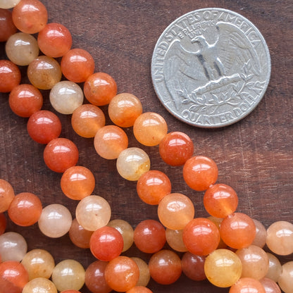 6mm Orange Aventurine Round Bead Strand