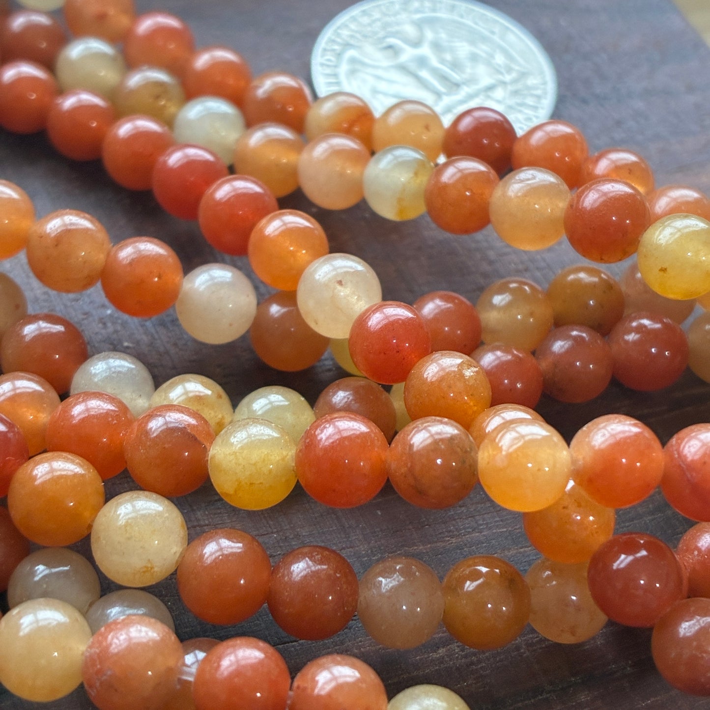 6mm Orange Aventurine Round Bead Strand