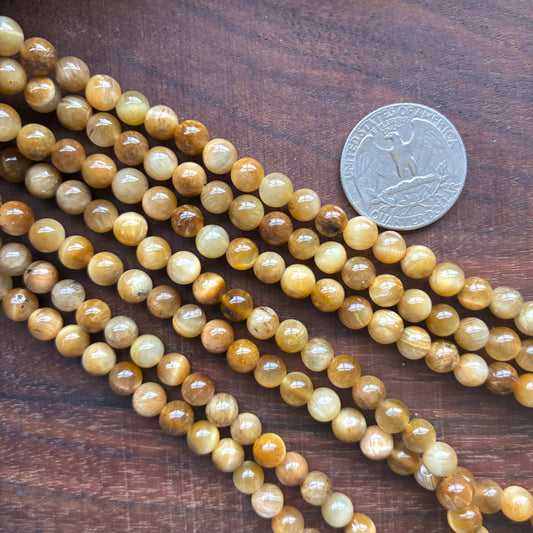 6mm Honey Tiger Eye Round Bead Strand