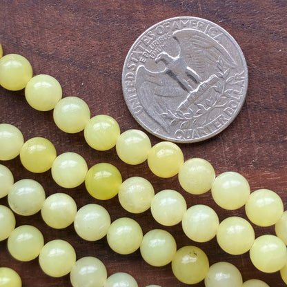 6mm Lemon Jade Round Bead Strand