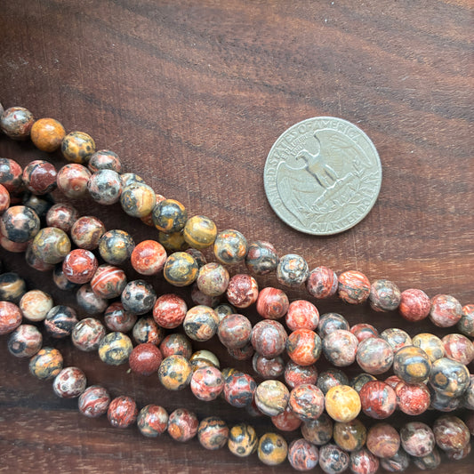 6mm Leopard Skin Round Bead Strand