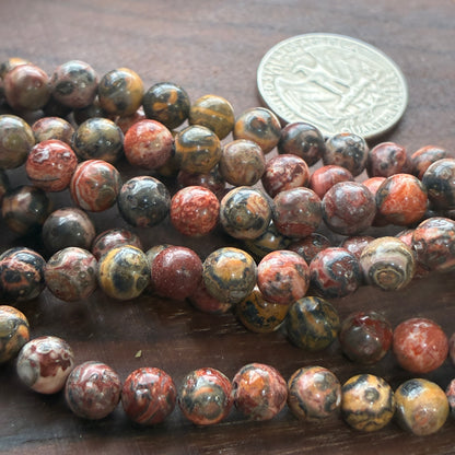 6mm Leopard Skin Round Bead Strand