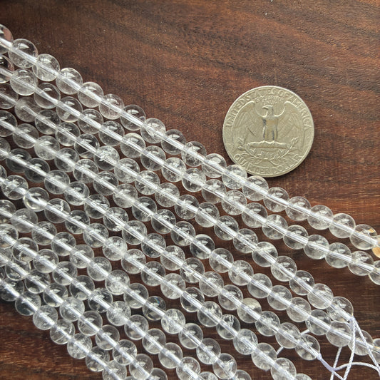 6mm Clear Quartz Round Bead Strand