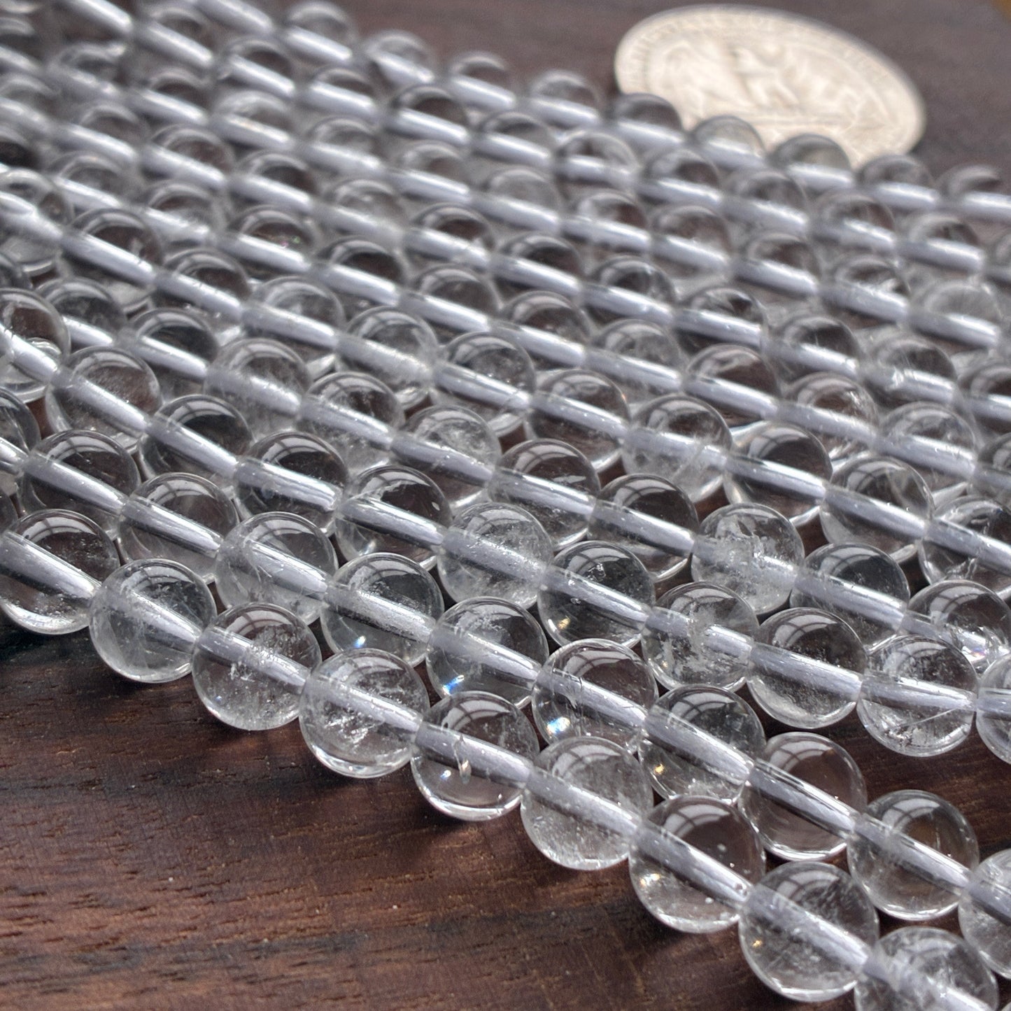 6mm Clear Quartz Round Bead Strand