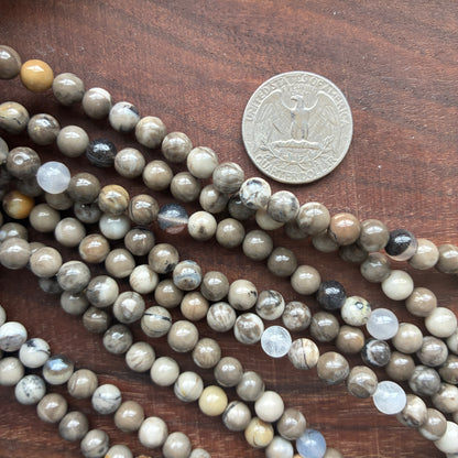 6mm Volcano Agate Round Bead Strand (UV Reactive)
