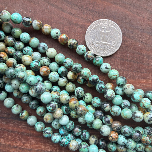 6mm African Turquoise Round Bead Strand