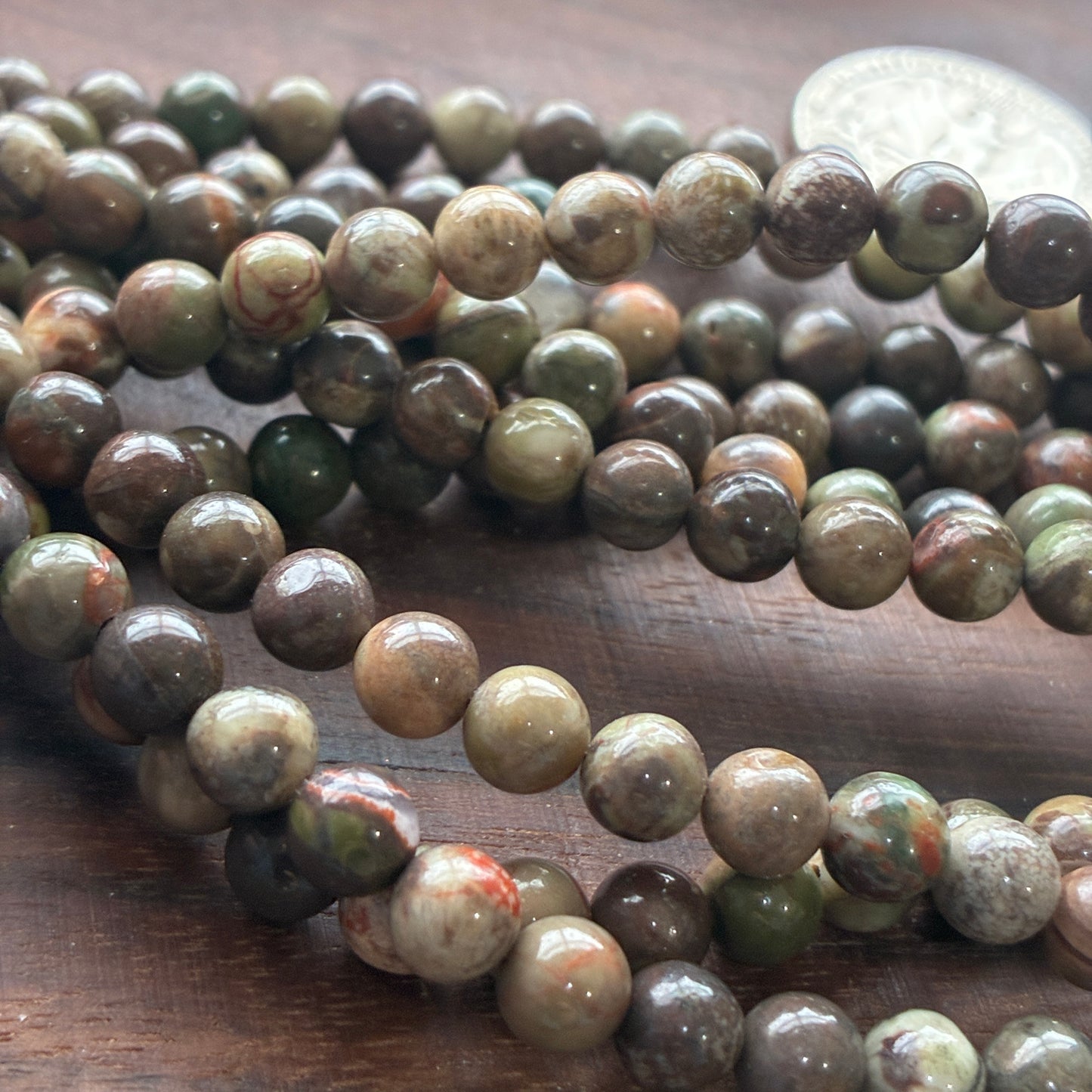 6mm Money Agate Round Bead Strand