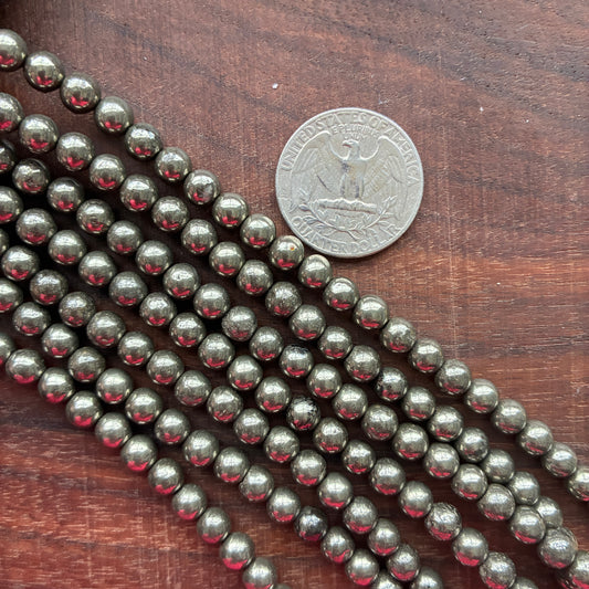 6mm Pyrite Round Bead Strand