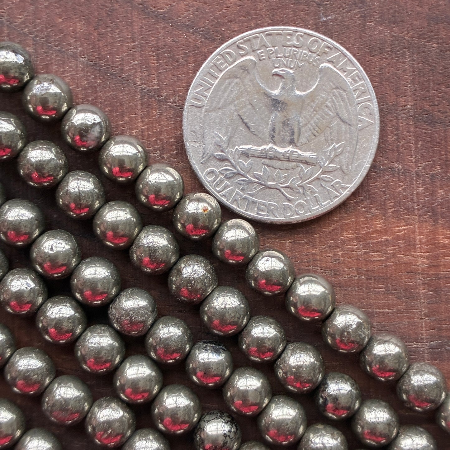 6mm Pyrite Round Bead Strand